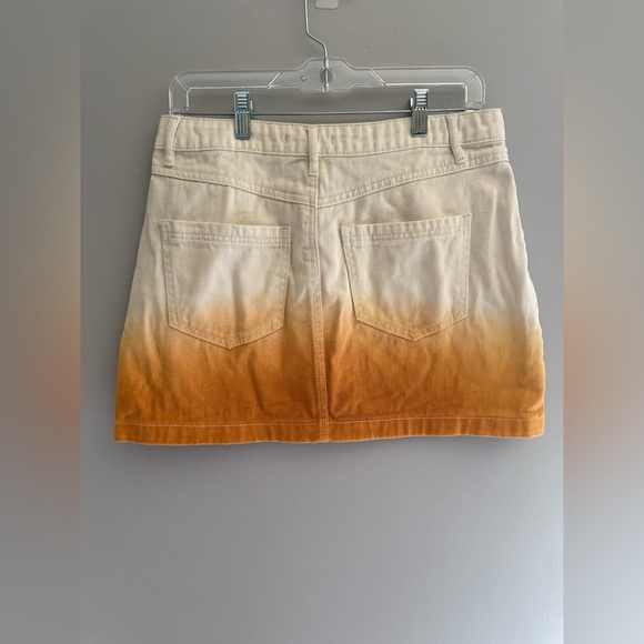 Forever 21 Denim Mini Skirt Women’s SZ L Orange Tie Dye Button Front Pockets Y2K - Picture 4 of 7